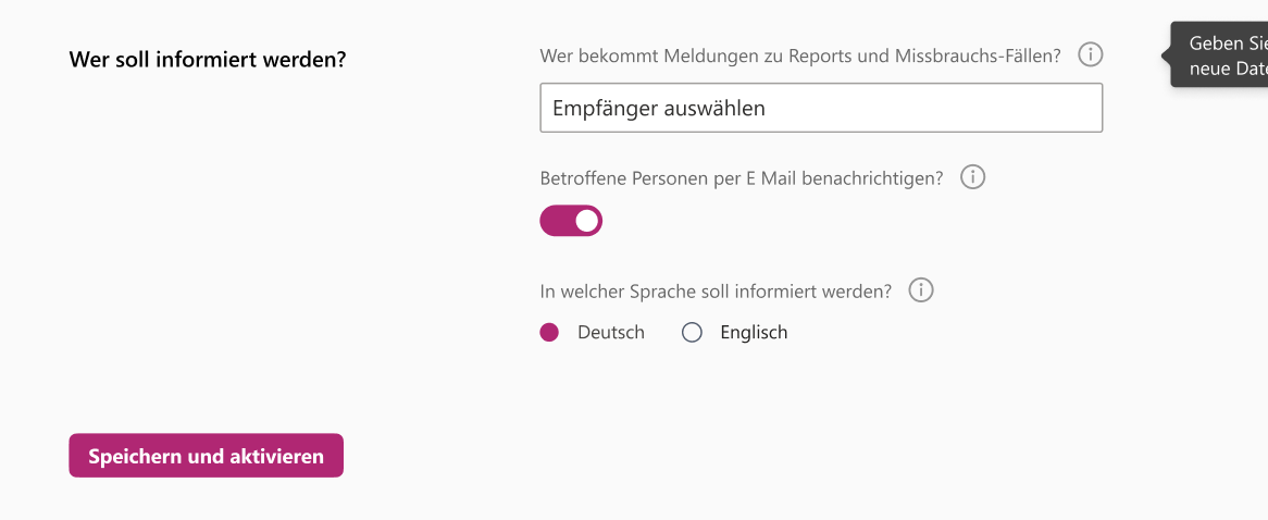 Screenshot der Identity Leak Checker Benachrichtigungs-Einstellungen